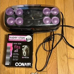Conair hot rollers and pack of super clips